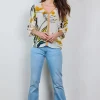 DiDi Blouse Sunset in Offwhite with Sunshine print- Blouses