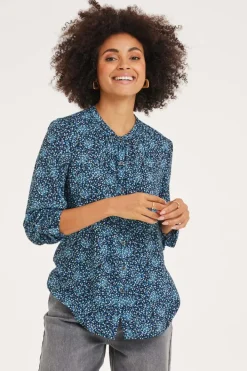 DiDi Blouse Tyla Dark blue Fuji XS print- Blouses