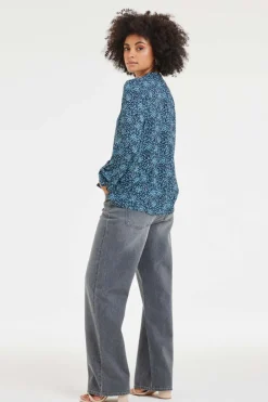 DiDi Blouse Tyla Dark blue Fuji XS print- Blouses