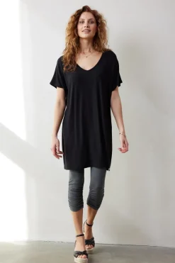 DiDi Capri leggings ruffle in Dark shadow grey- Leggings | Basics
