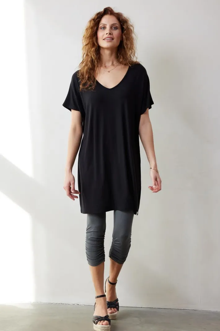 DiDi Capri leggings ruffle in Dark shadow grey- Leggings | Basics