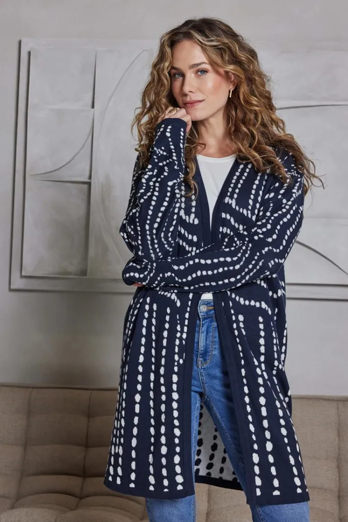 DiDi Cardigan Source jacquard Dark blue- Truien & Vesten | Cardigans