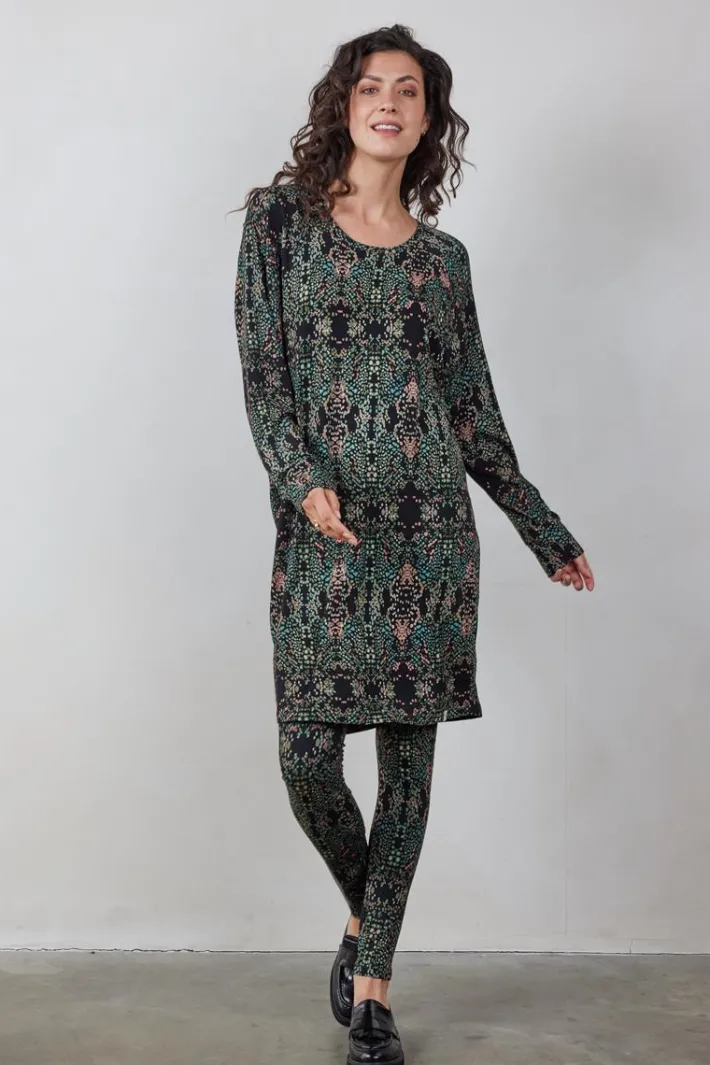 DiDi Comfy loose dress Black Puntos print- Jurken & Tunieken