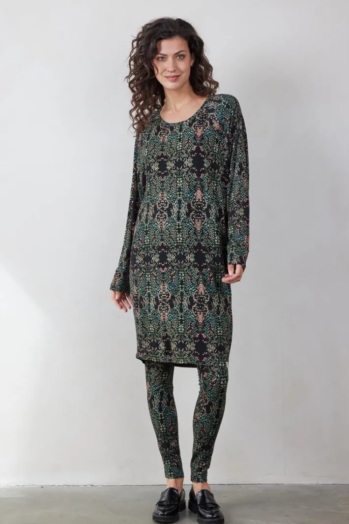 DiDi Comfy loose dress Black Puntos print- Jurken & Tunieken