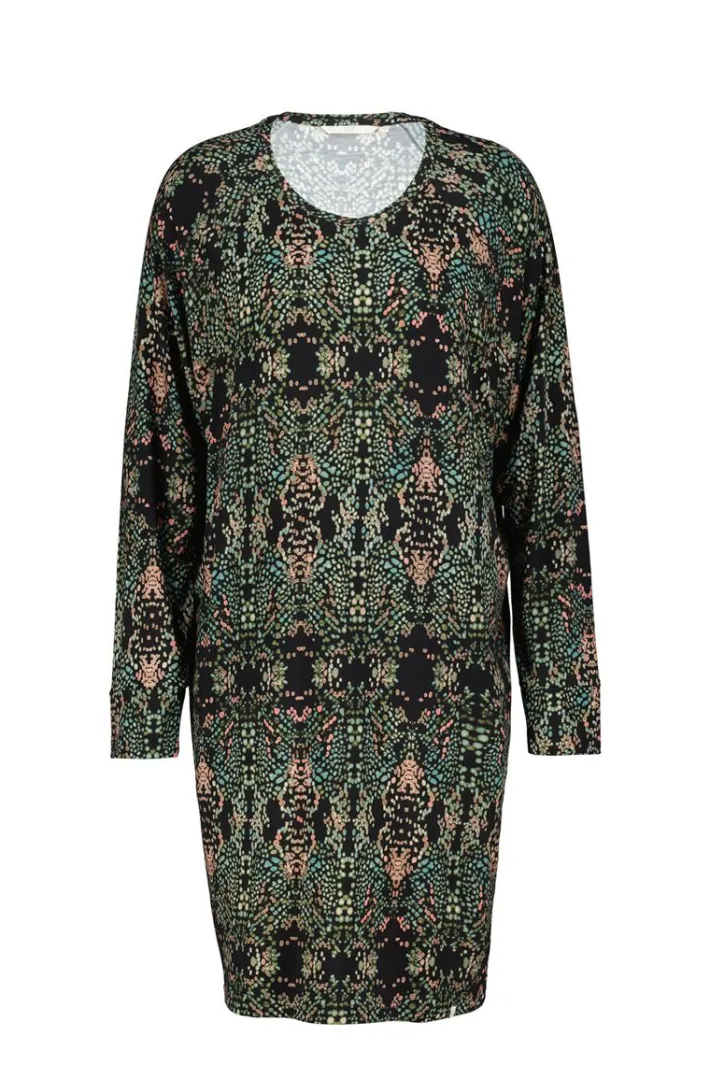 DiDi Comfy loose dress Black Puntos print- Jurken & Tunieken