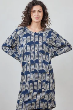 DiDi Comfy loose dress Dark blue Glow print- Jurken & Tunieken