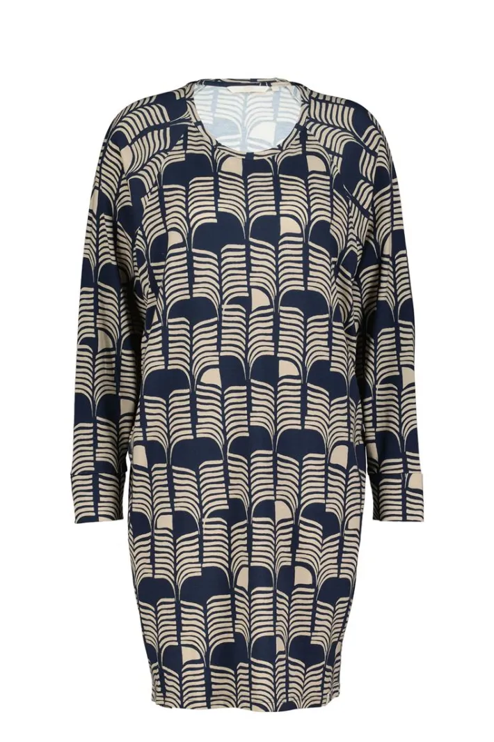 DiDi Comfy loose dress Dark blue Glow print- Jurken & Tunieken