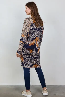 DiDi Comfy loose dress in Darkblue with Wildflower print- Jurken & Tunieken