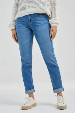 DiDi Denim pants Liv slim fit Mid blue- Denim | Lange Broeken