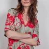 DiDi Dress Baily in feather grey with fleuri print- Jurken & Tunieken