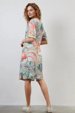 DiDi Dress Baily in Feather grey with Ocean treasures print- Jurken & Tunieken