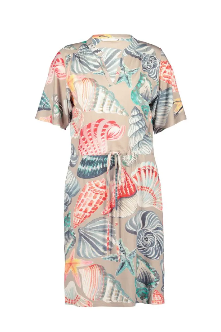 DiDi Dress Baily in Feather grey with Ocean treasures print- Jurken & Tunieken