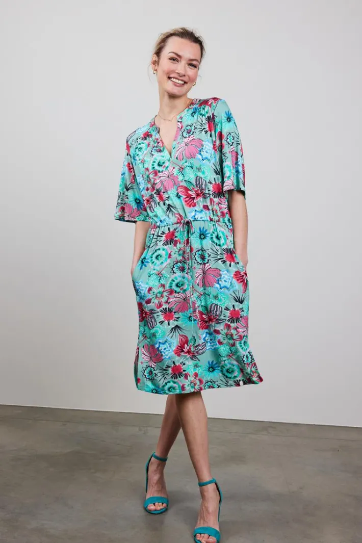 DiDi Dress Baily in granite green with Floral Medley- Jurken & Tunieken