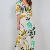 DiDi Dress Bonita in Offwhite with Sunshine print- Jurken & Tunieken