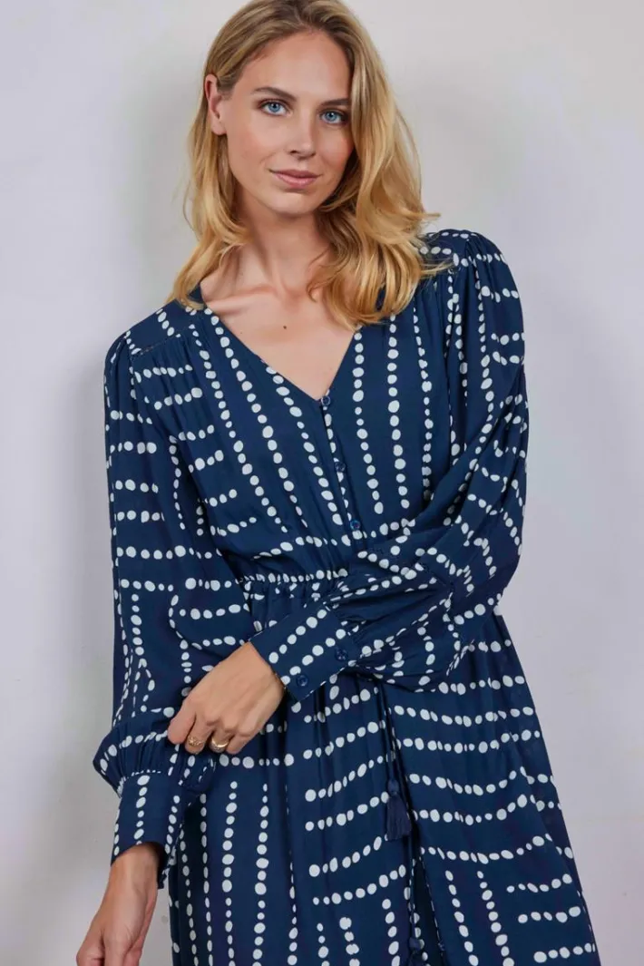 DiDi Dress Costa Dark blue Source print- Jurken & Tunieken