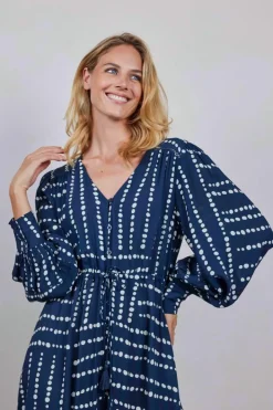 DiDi Dress Costa Dark blue Source print- Jurken & Tunieken