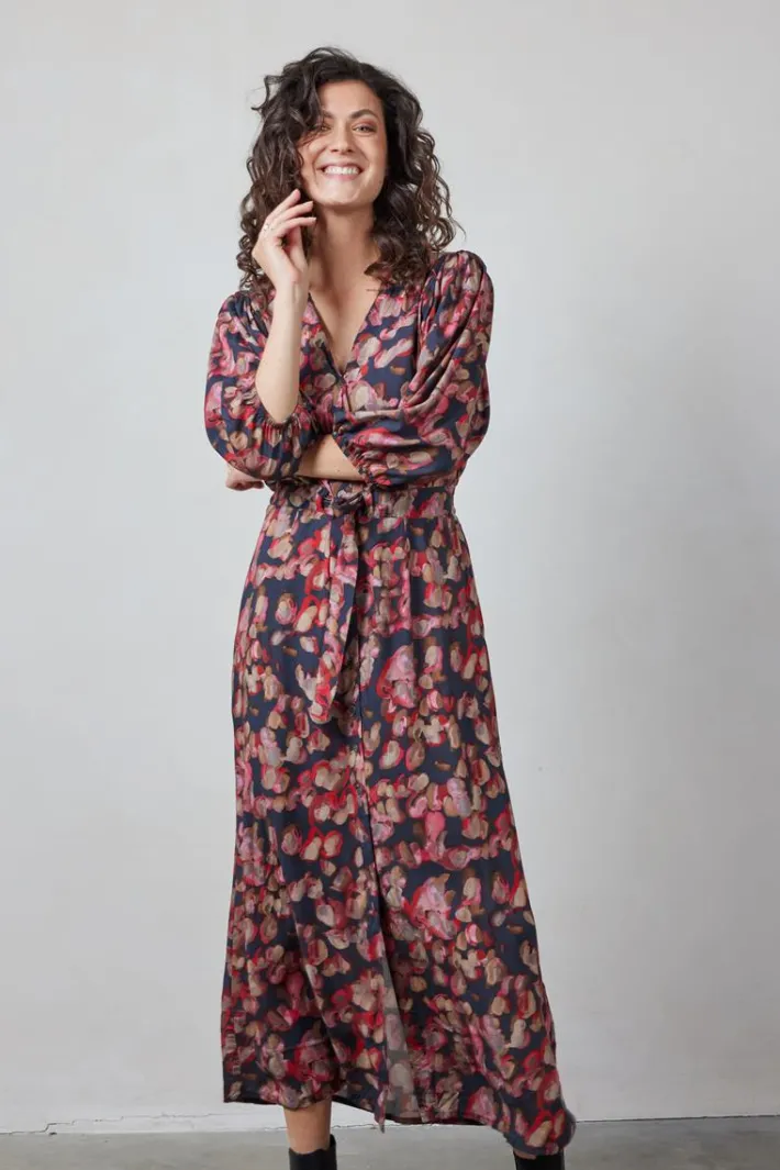 DiDi Dress Dalina Darkblue Dewdrop print- Jurken & Tunieken
