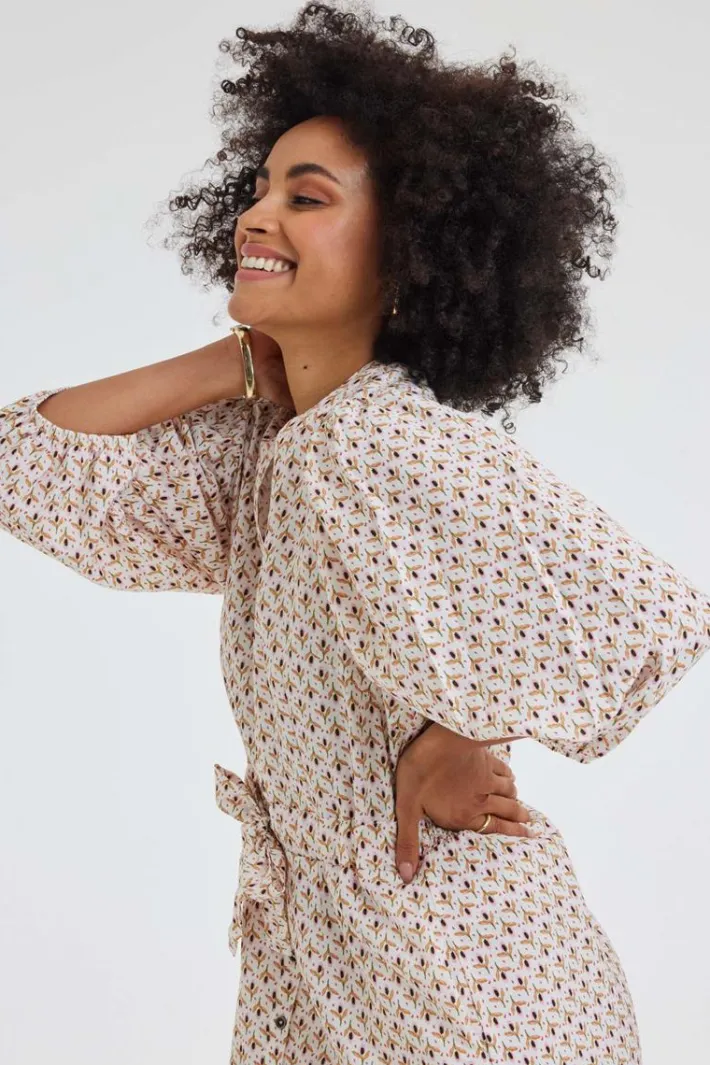 DiDi Dress Dalina Offwhite Pixie print- Jurken & Tunieken