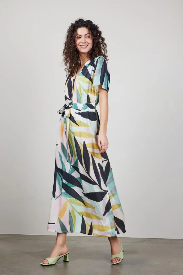 DiDi Dress Gentle in Light green with Willow print- Jurken & Tunieken
