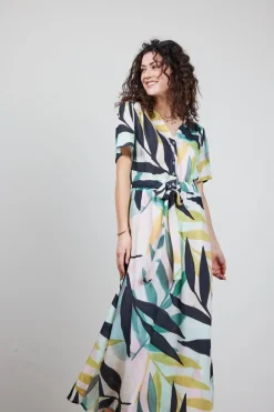 DiDi Dress Gentle in Light green with Willow print- Jurken & Tunieken