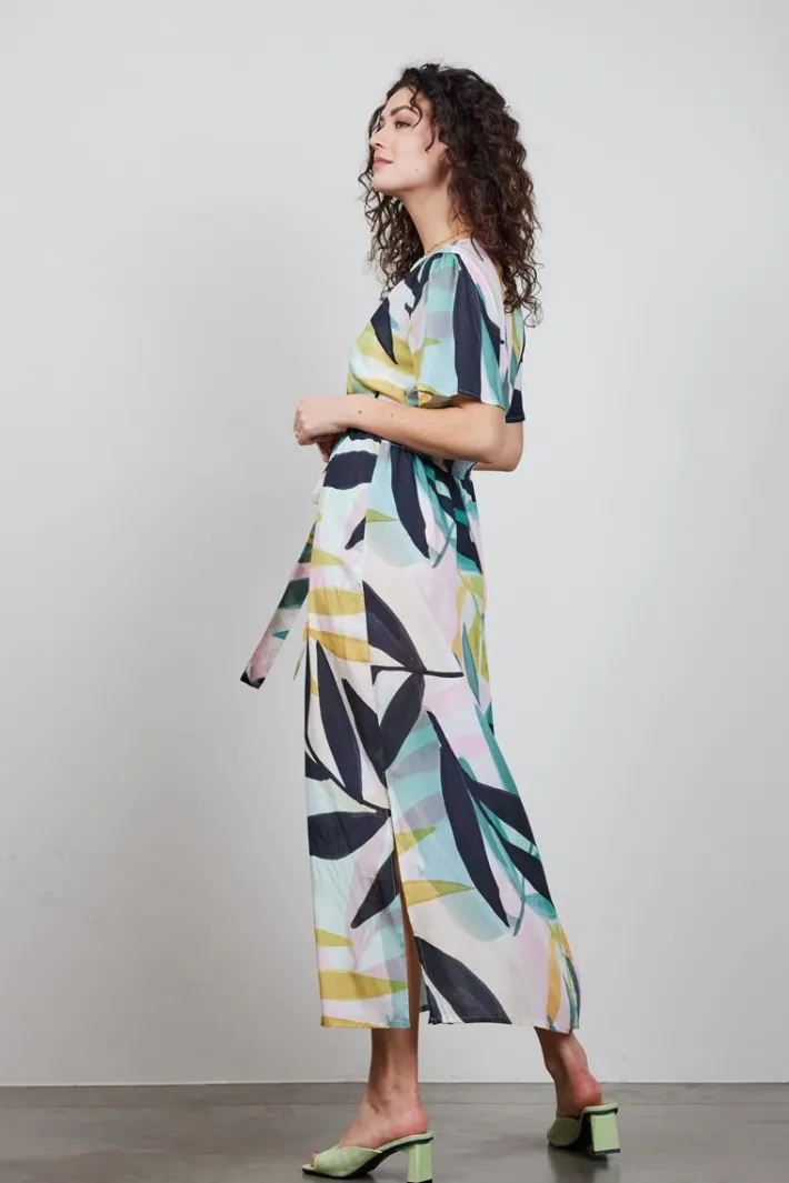 DiDi Dress Gentle in Light green with Willow print- Jurken & Tunieken