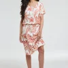 DiDi Dress Jacky Ecru Palmer print- Jurken & Tunieken