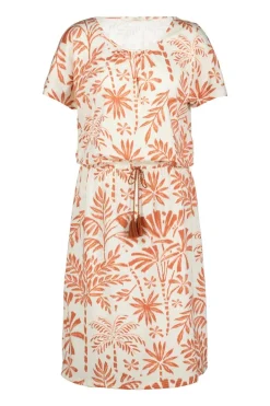 DiDi Dress Jacky Ecru Palmer print- Jurken & Tunieken