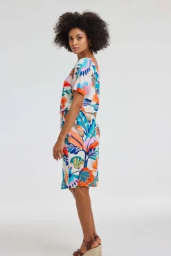 DiDi Dress Jacky Offwhite Tropicalia print- Jurken & Tunieken