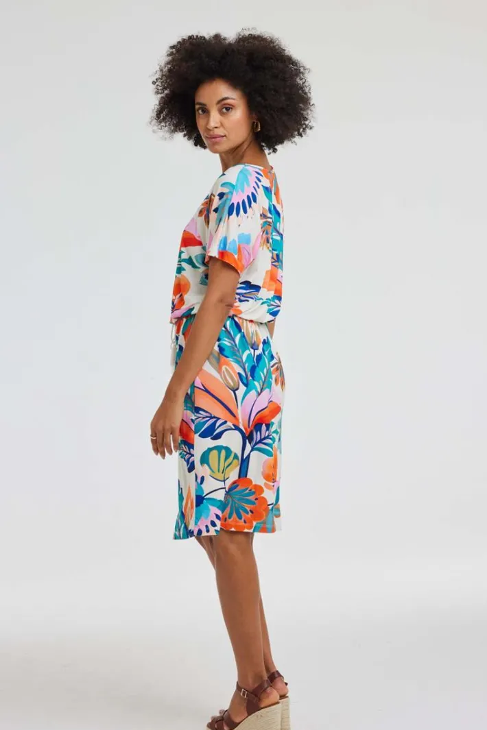 DiDi Dress Jacky Offwhite Tropicalia print- Jurken & Tunieken