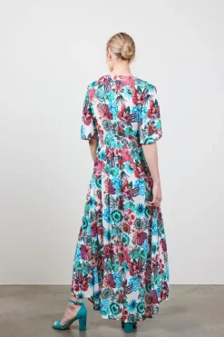 DiDi Dress Jazzy in offwhite with Floral Medley- Jurken & Tunieken