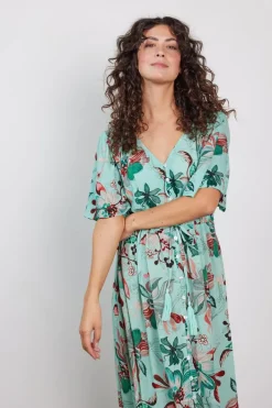 DiDi Dress Jazzy Ocean green Reflection print- Jurken & Tunieken