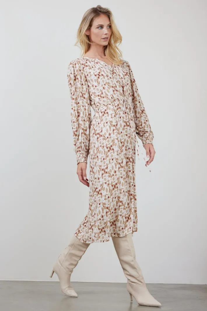 DiDi Dress Jewel Ecru Happy leaves print- Jurken & Tunieken