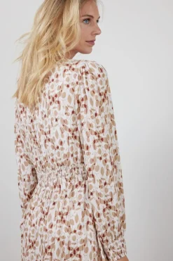 DiDi Dress Jewel Ecru Happy leaves print- Jurken & Tunieken