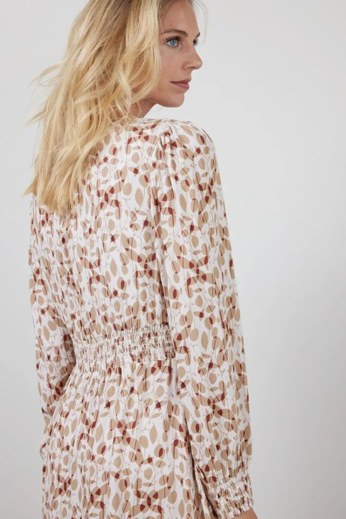 DiDi Dress Jewel Ecru Happy leaves print- Jurken & Tunieken