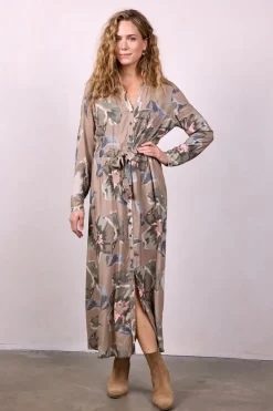 DiDi Dress Joyful Taupe Mazzo print- Jurken & Tunieken