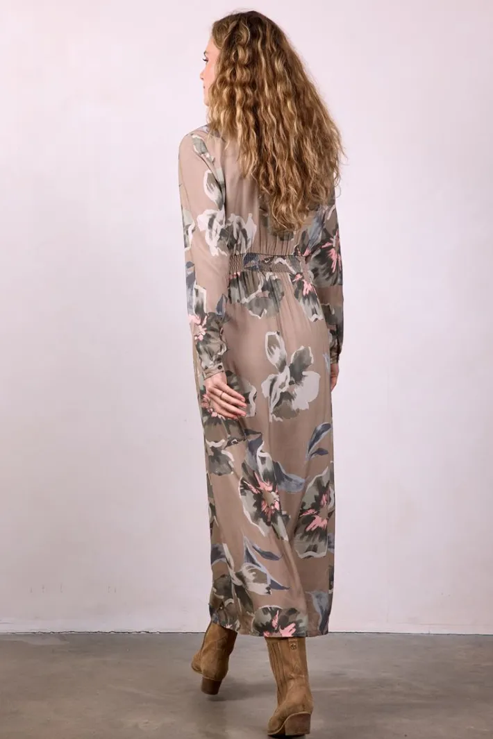 DiDi Dress Joyful Taupe Mazzo print- Jurken & Tunieken