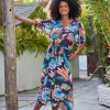 DiDi Dress Lina Blue Tropicalia print- Jurken & Tunieken