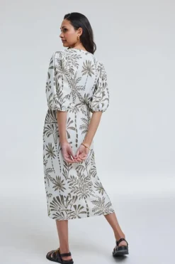 DiDi Dress Lina Offwhite Palmer print- Jurken & Tunieken