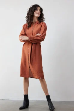DiDi Dress Maya in Ginger brown- Jurken & Tunieken