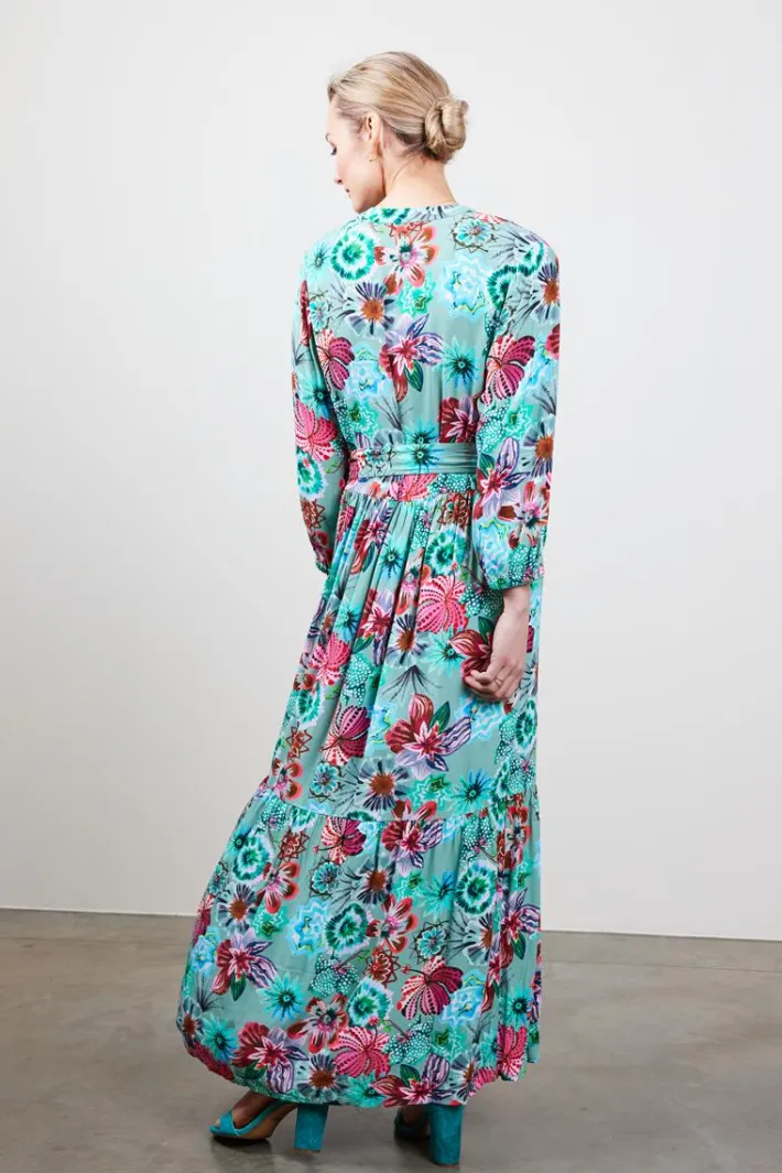 DiDi Dress Melody in granite green with Floral medley print.- Jurken & Tunieken
