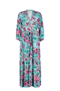 DiDi Dress Melody in granite green with Floral medley print.- Jurken & Tunieken