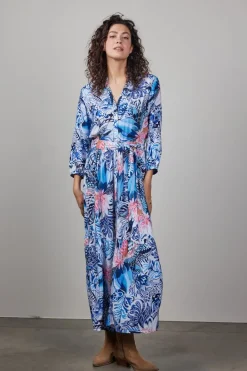 DiDi Dress Melody in offwhite with Azur Fusion print- Jurken & Tunieken