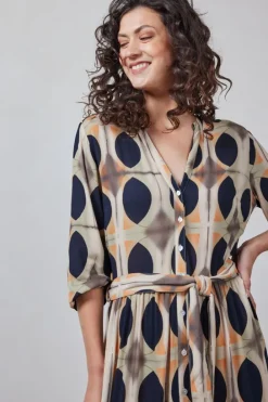 DiDi Dress Melody Sand with Monsoon print- Jurken & Tunieken