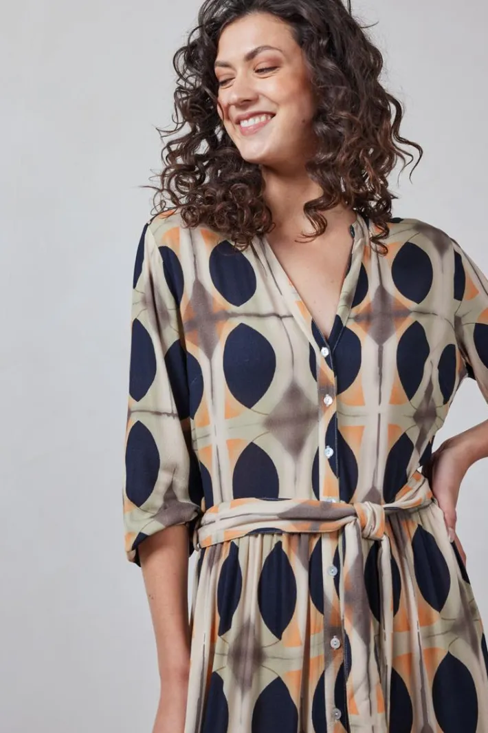 DiDi Dress Melody Sand with Monsoon print- Jurken & Tunieken