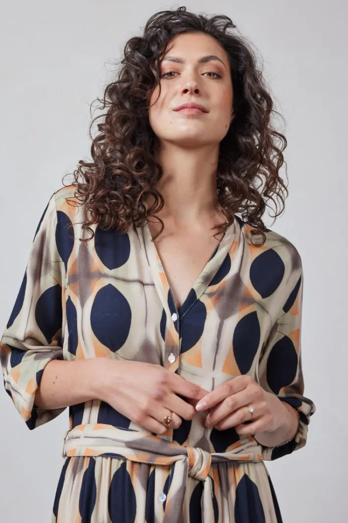 DiDi Dress Melody Sand with Monsoon print- Jurken & Tunieken