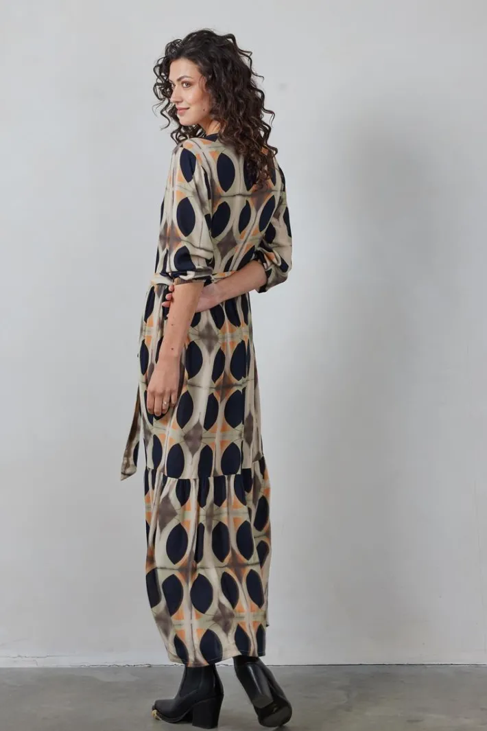 DiDi Dress Melody Sand with Monsoon print- Jurken & Tunieken