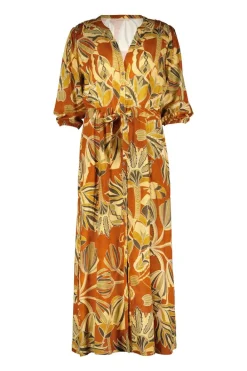DiDi Dress Nantes in Copper with Palma print- Jurken & Tunieken