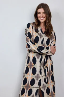 DiDi Dress Noble in Sand with Monsoon print- Jurken & Tunieken