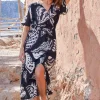 DiDi Dress Nova in Black with Shell symphony XXL print- Jurken & Tunieken