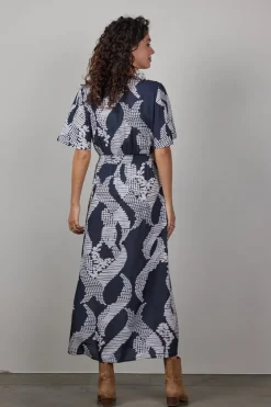 DiDi Dress Nova in Darkblue met Dancing dots print- Jurken & Tunieken